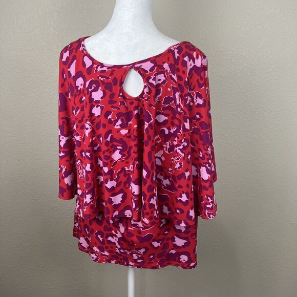 Imam Shirt Women Small Pink Red Purple Animal‎ Print Bold Leopard Cheetah - Picture 5 of 13